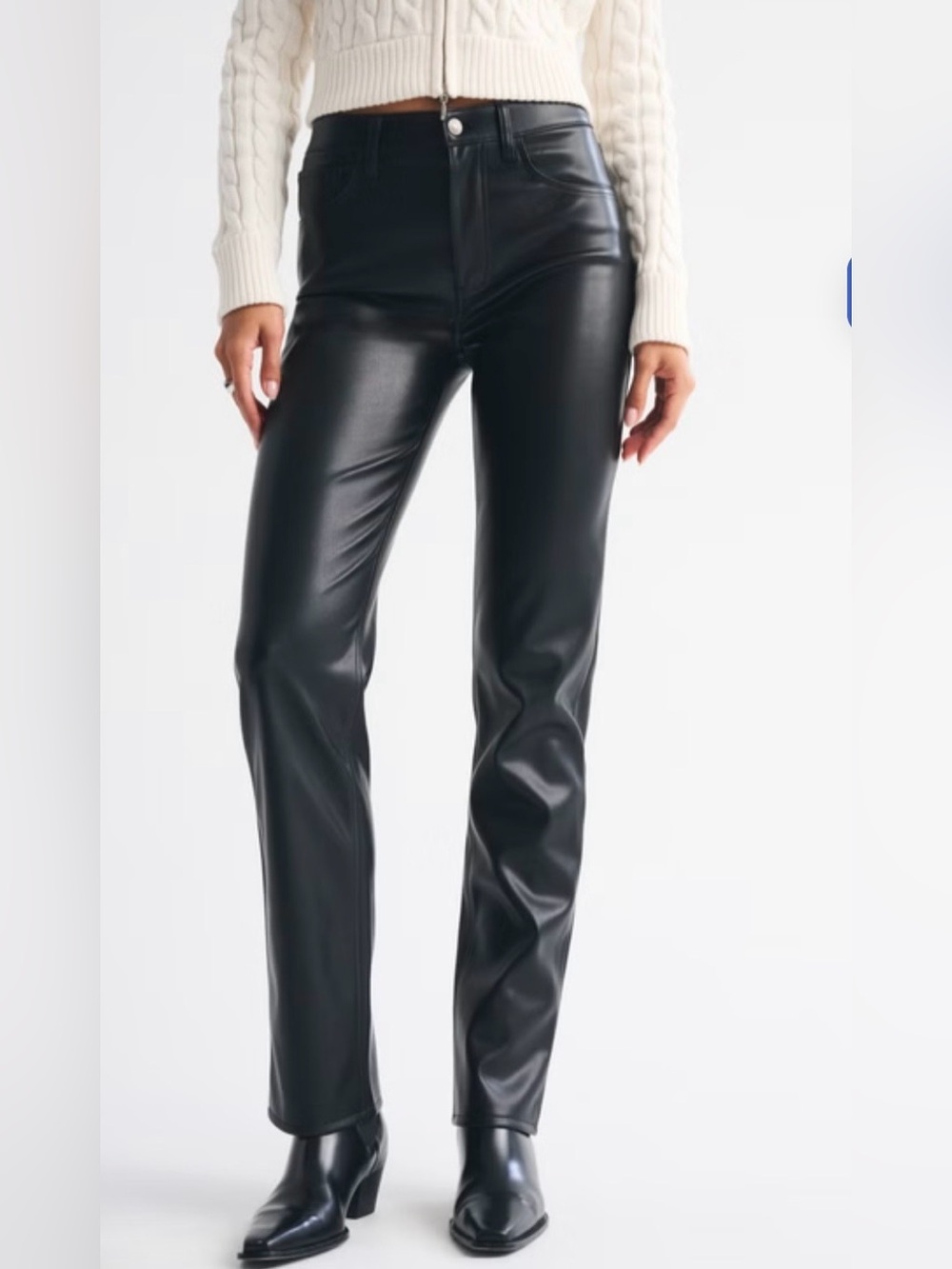 Abercrombie & Fitch Black Faux Leather Straight Leg Jeans